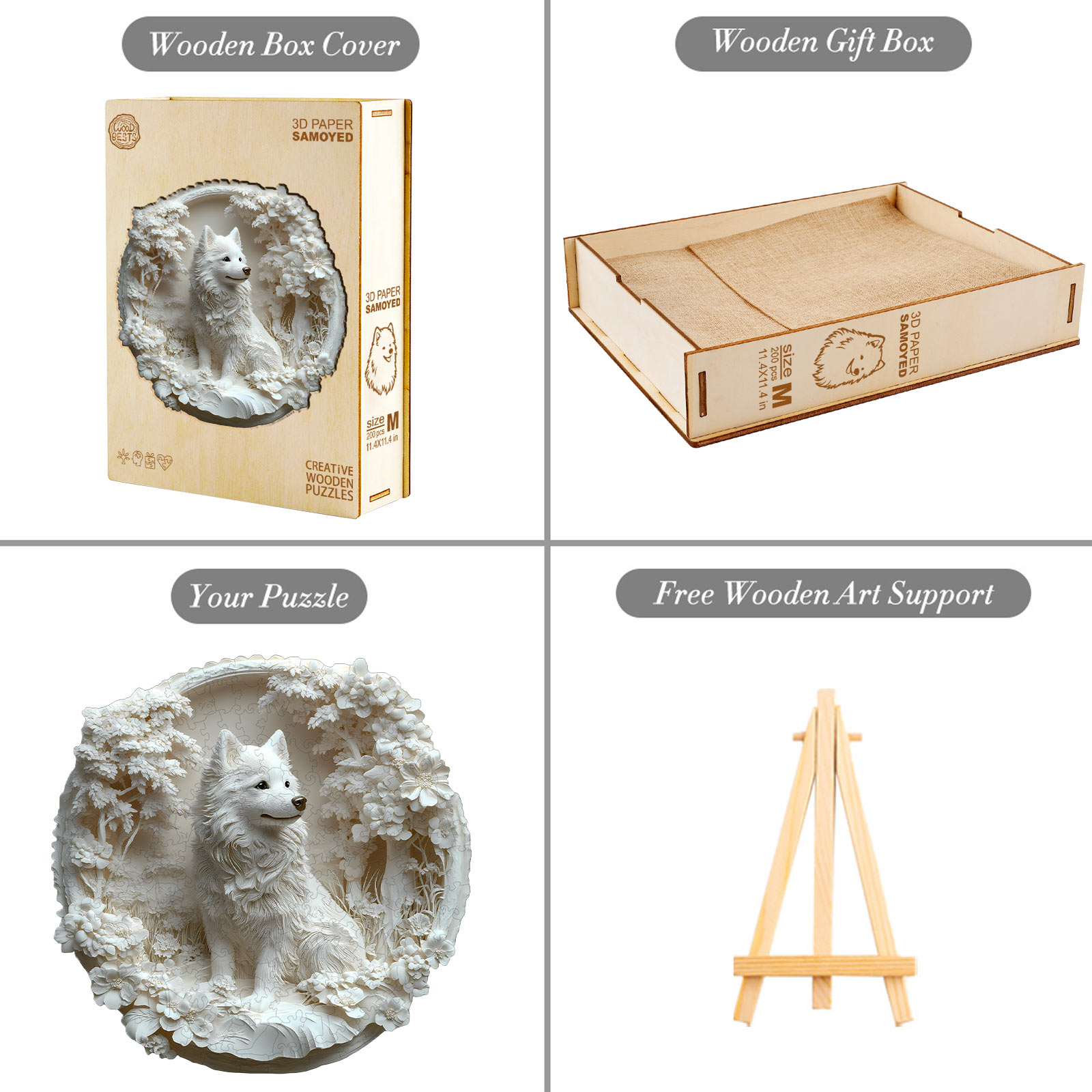 Wooden Jigsaw Puzzle –3d paper Samoyed - Image 4