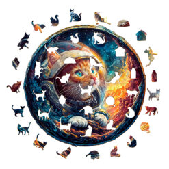 Alternative view of Wooden Jigsaw Puzzle – 3D Space Cat