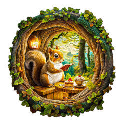 Wooden Jigsaw Puzzle – 3D squirrel in the cave-1