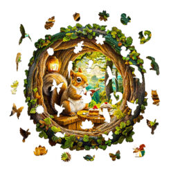 Alternative view of Wooden Jigsaw Puzzle – 3D squirrel in the cave-1