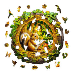 Alternative view of Wooden Jigsaw Puzzle – 3D squirrel in the cave-2