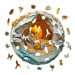 Alternative view of Wooden Jigsaw Puzzle – 3D tiger