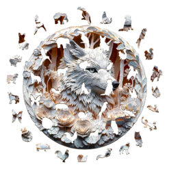 Alternative view of Wooden Jigsaw Puzzle – 3D Wolf-1