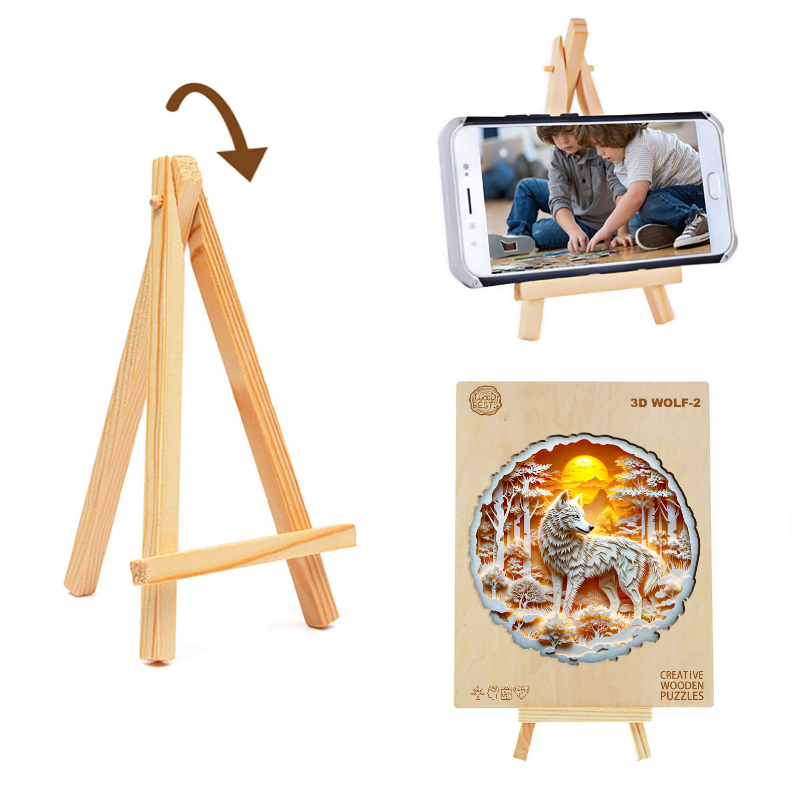 Wooden Jigsaw Puzzle – 3D Wolf-2 - Image 5