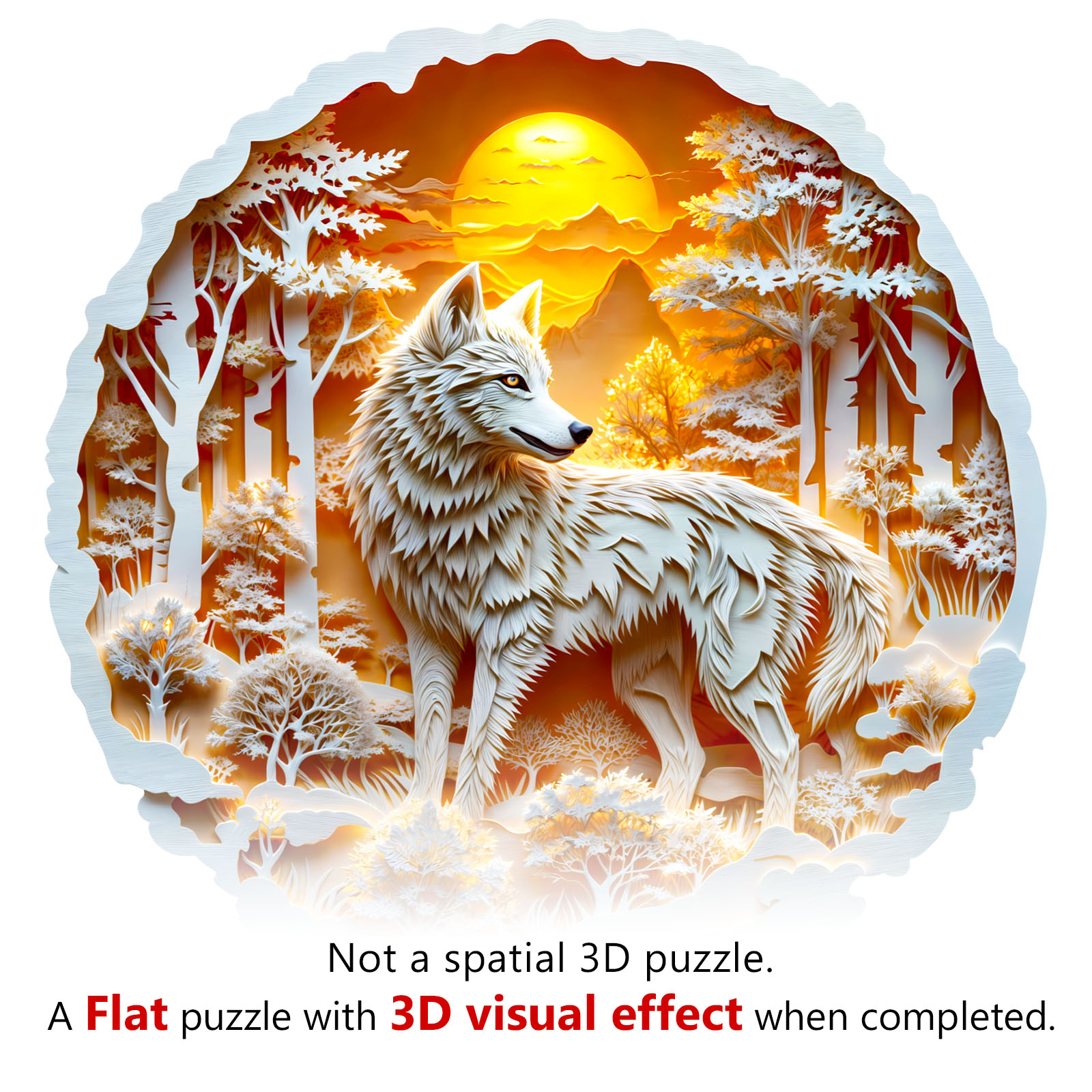 Wooden Jigsaw Puzzle – 3D Wolf-2 - Image 6