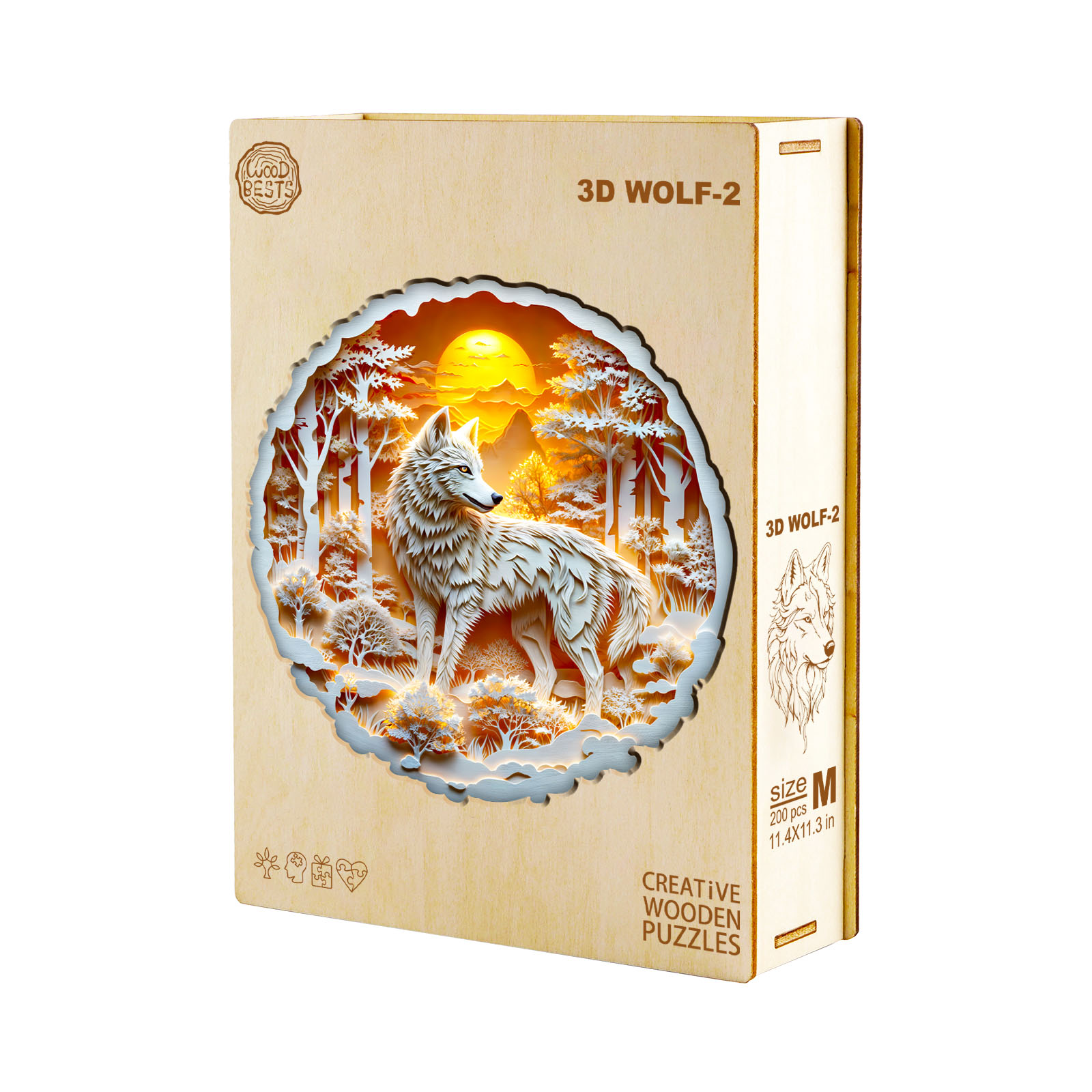 Wooden Jigsaw Puzzle – 3D Wolf-2 - Image 3