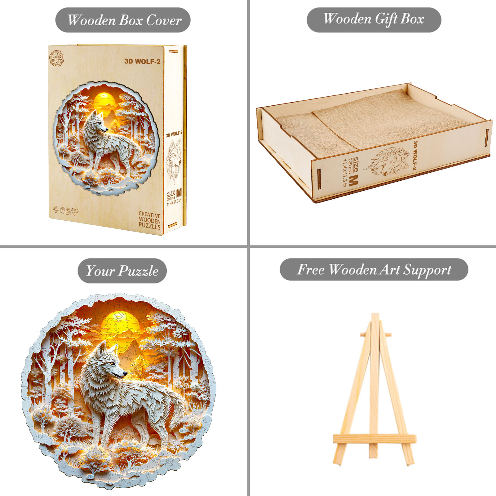Wooden Jigsaw Puzzle – 3D Wolf-2 - Image 4