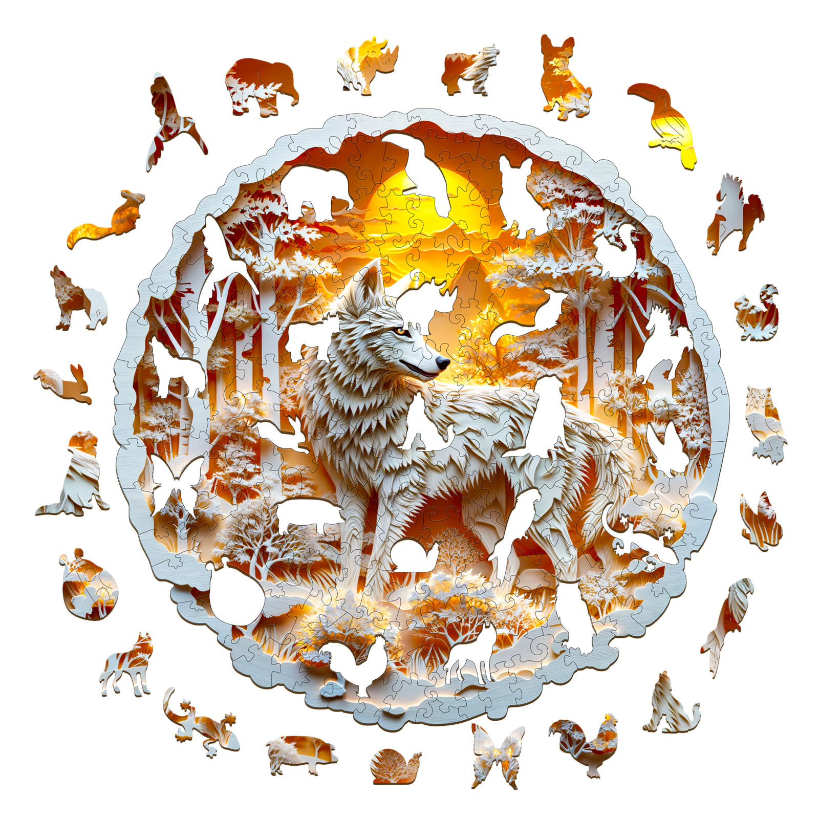 Wooden Jigsaw Puzzle – 3D Wolf-2 - Image 2