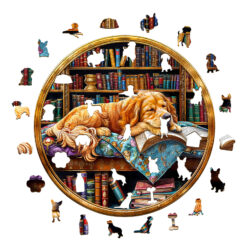 Alternative view of Wooden Jigsaw Puzzle – book's Golden Retriever