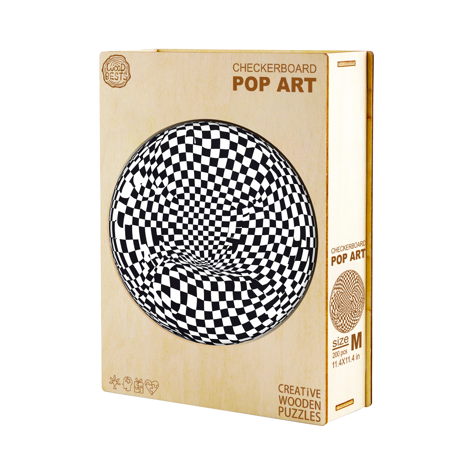 Wooden Jigsaw Puzzle – Checkerboard pop art - Image 3