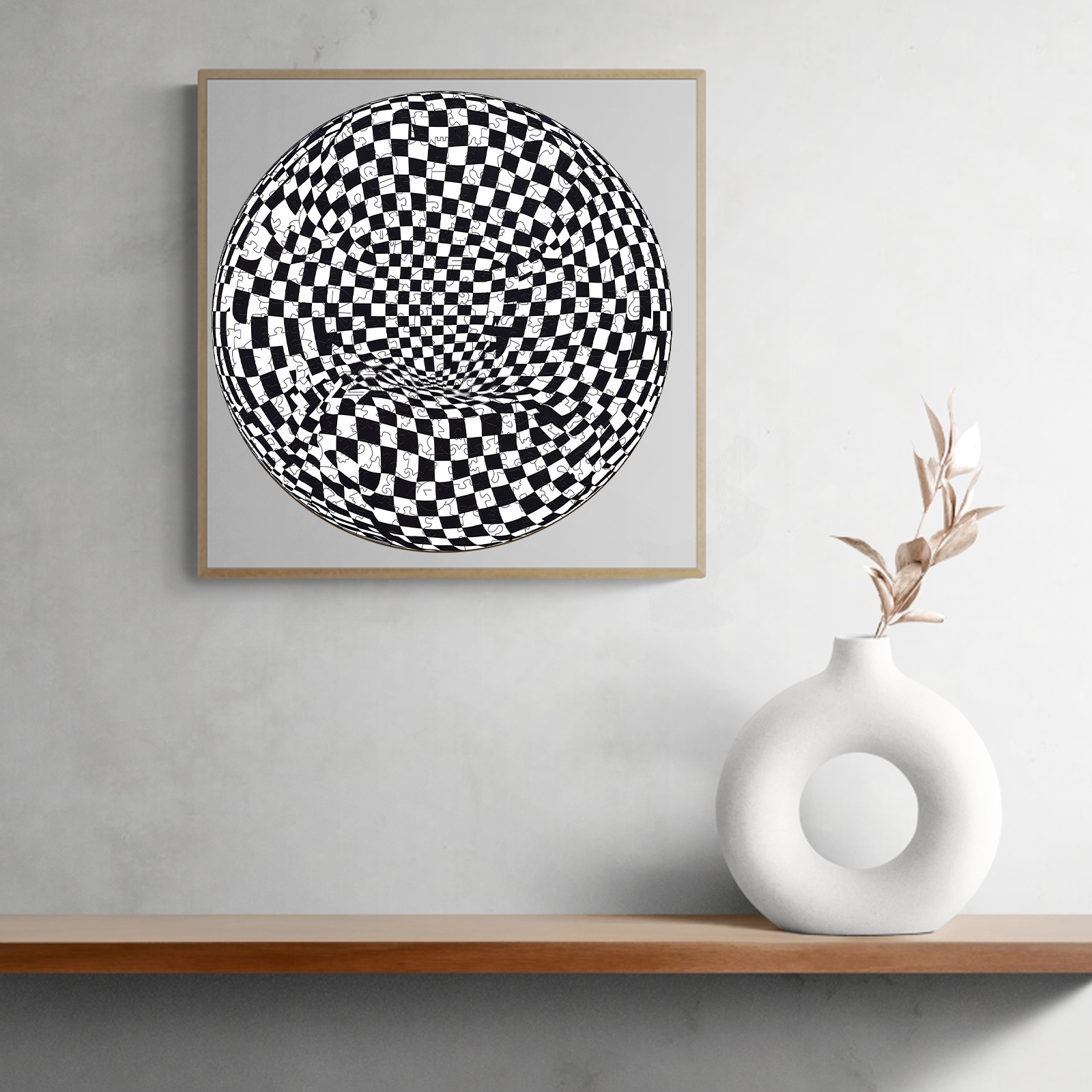 Wooden Jigsaw Puzzle – Checkerboard pop art - Image 7
