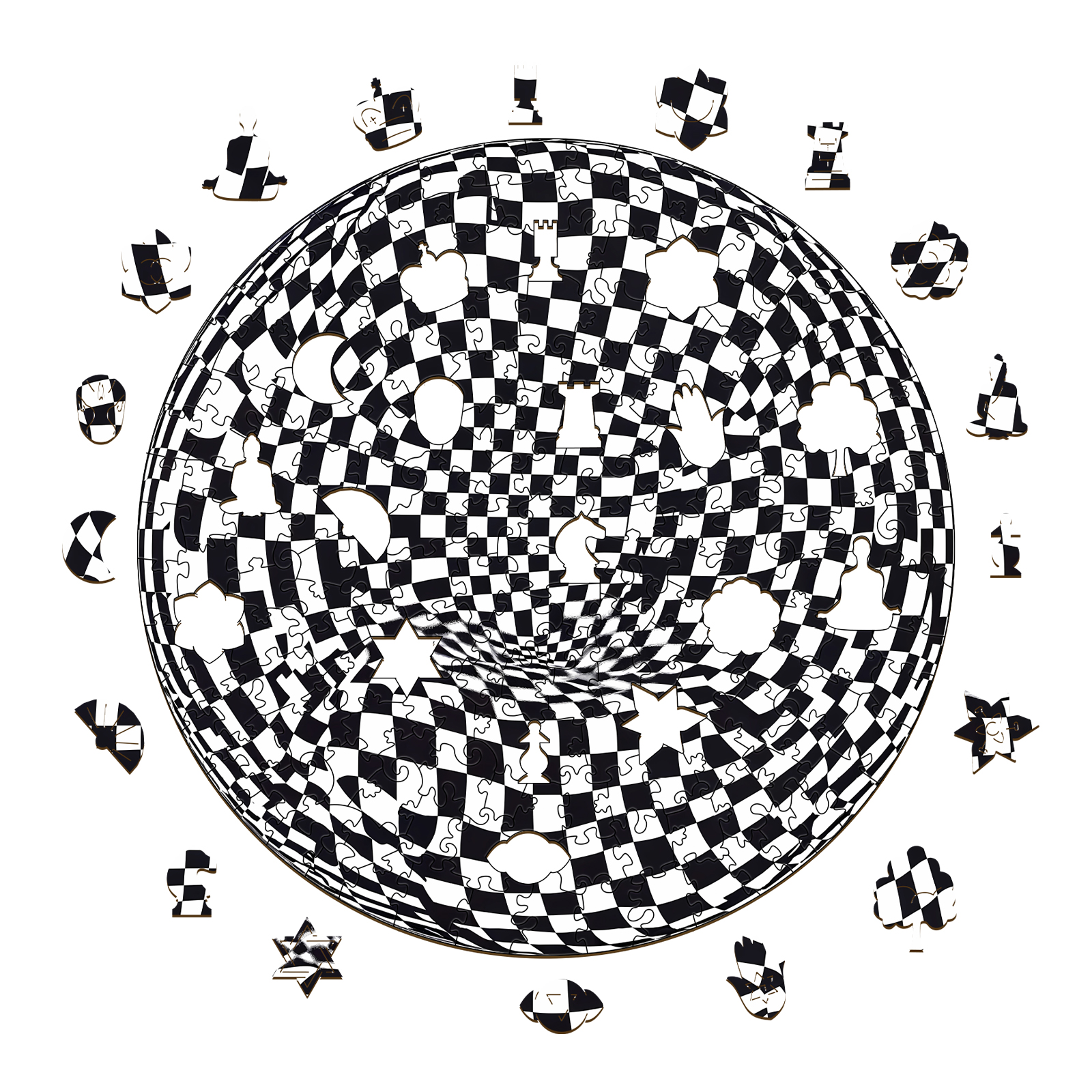 Wooden Jigsaw Puzzle – Checkerboard pop art - Image 2