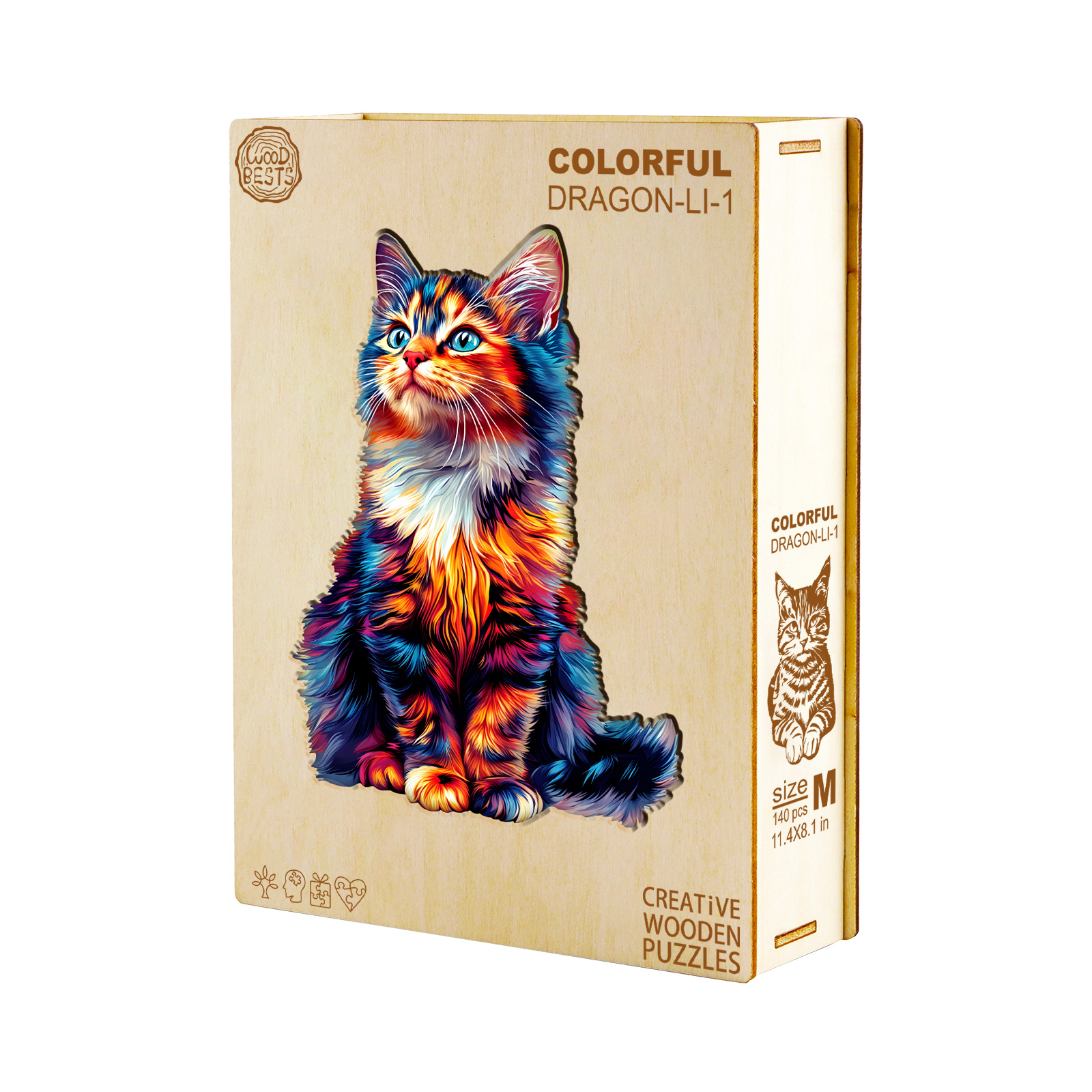 Wooden Jigsaw Puzzle – Colorful Dragon-Li-1 - Image 3