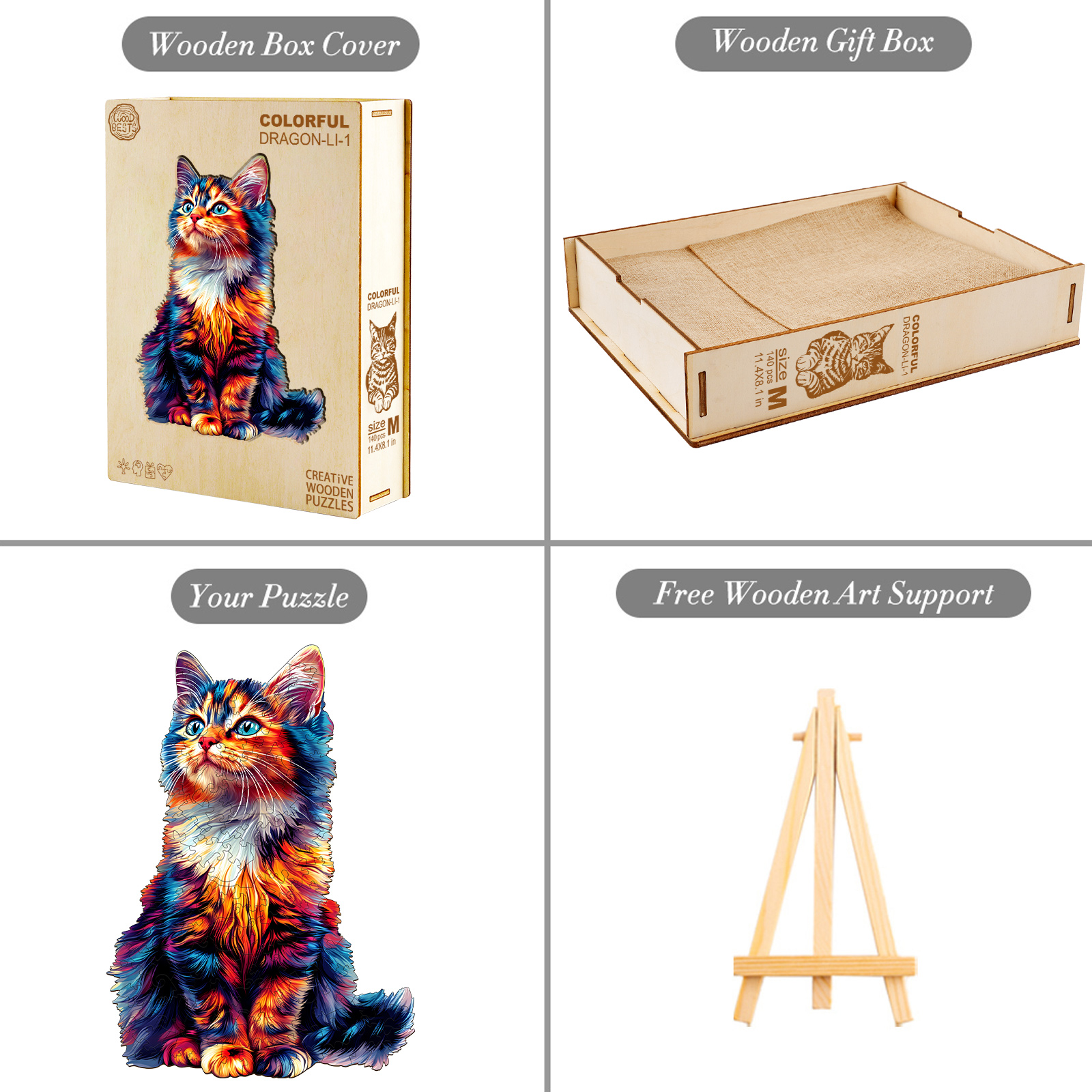 Wooden Jigsaw Puzzle – Colorful Dragon-Li-1 - Image 4