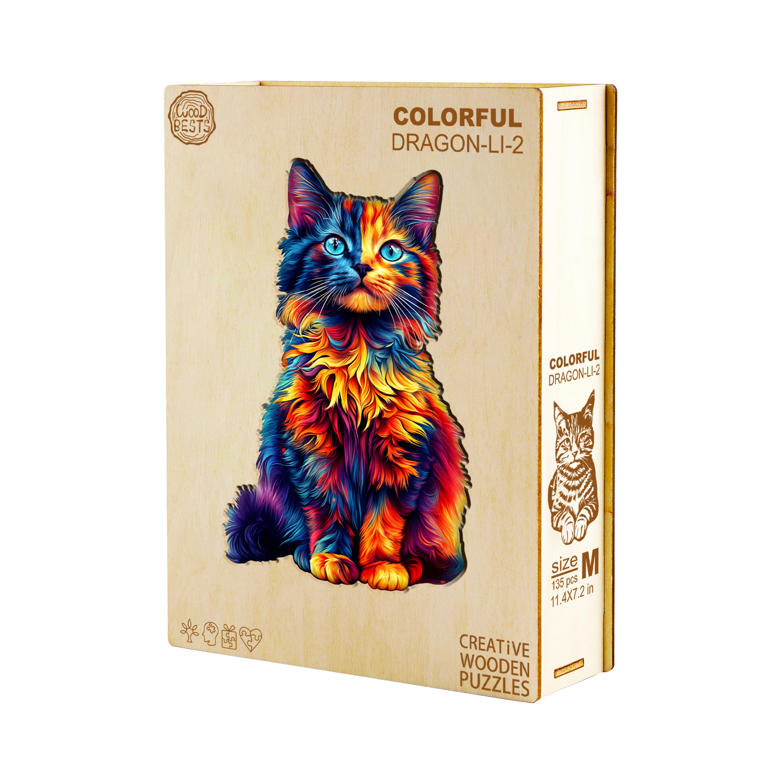 Wooden Jigsaw Puzzle – Colorful Dragon-Li-2 - Image 3