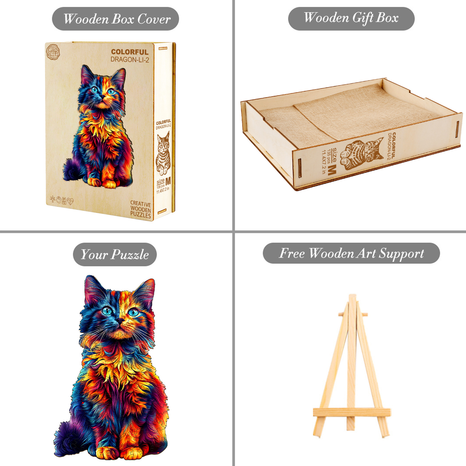 Wooden Jigsaw Puzzle – Colorful Dragon-Li-2 - Image 5