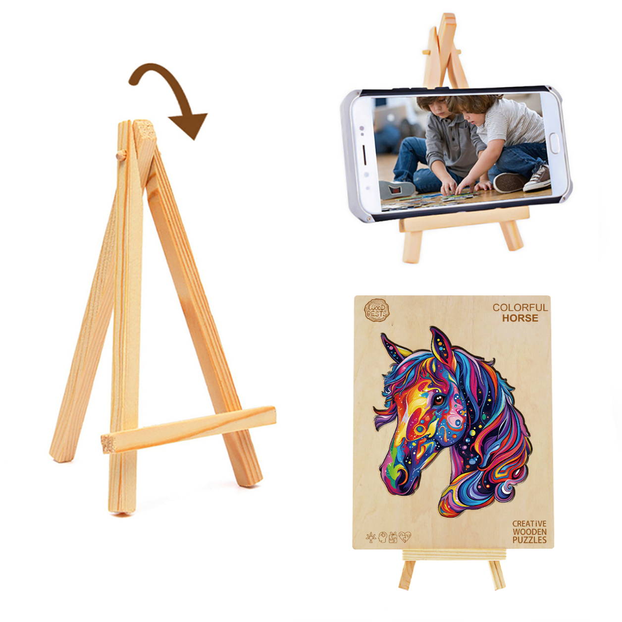 Wooden Jigsaw Puzzle – colorful horse - Image 4