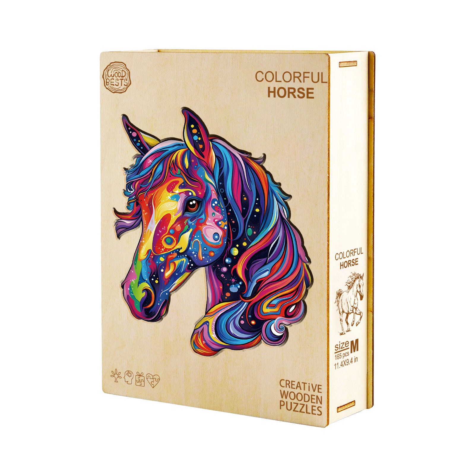 Wooden Jigsaw Puzzle – colorful horse - Image 3