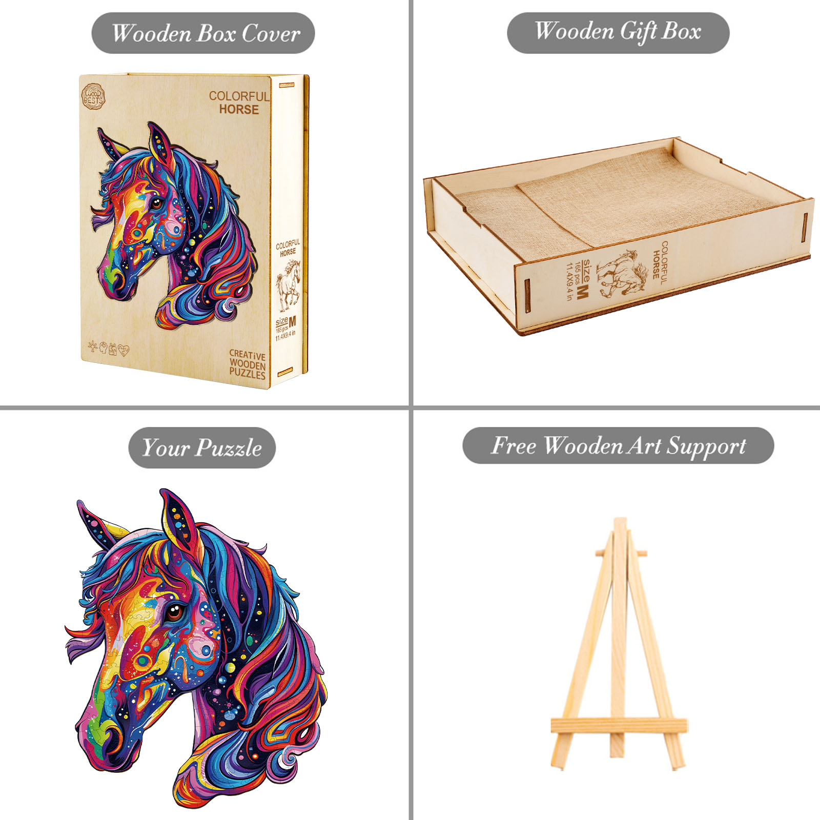 Wooden Jigsaw Puzzle – colorful horse - Image 5