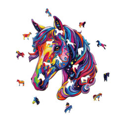 Alternative view of Wooden Jigsaw Puzzle – colorful horse