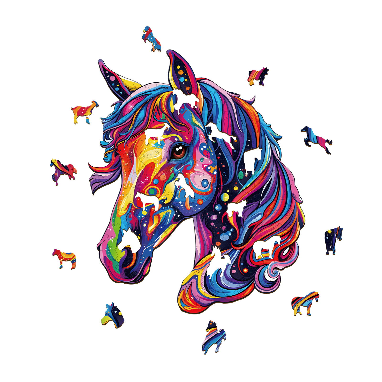 Wooden Jigsaw Puzzle – colorful horse - Image 2