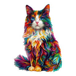 Wooden Jigsaw Puzzle – Colorful ragdoll cat-1