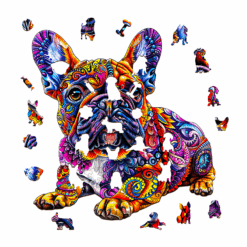 Alternative view of Wooden Jigsaw Puzzle – french bulldog-2