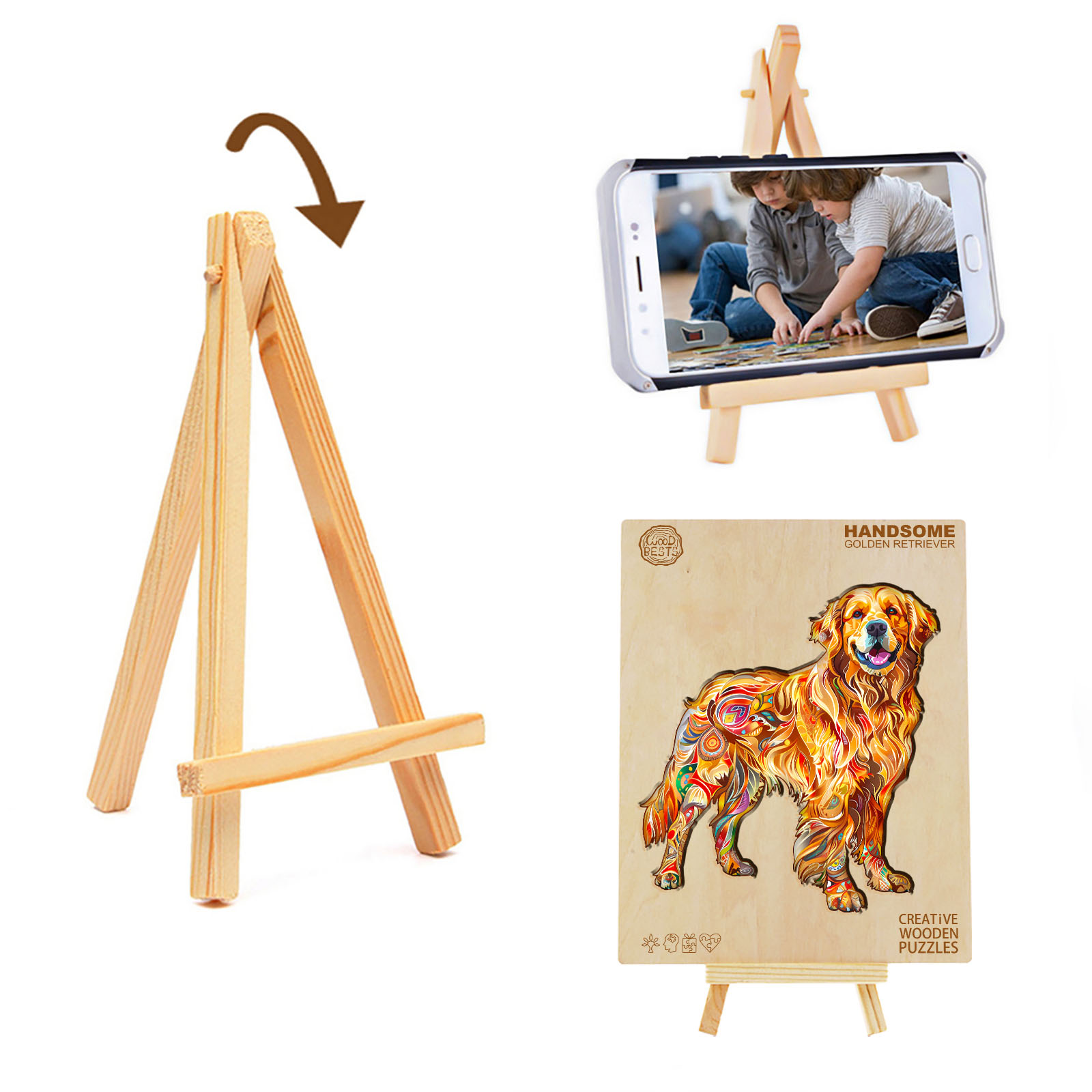 Wooden Jigsaw Puzzle – Handsome golden retriever - Image 4