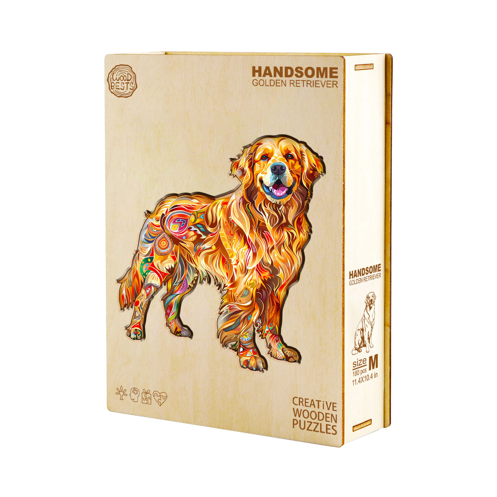 Wooden Jigsaw Puzzle – Handsome golden retriever - Image 3