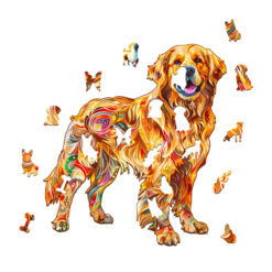 Alternative view of Wooden Jigsaw Puzzle – Handsome golden retriever