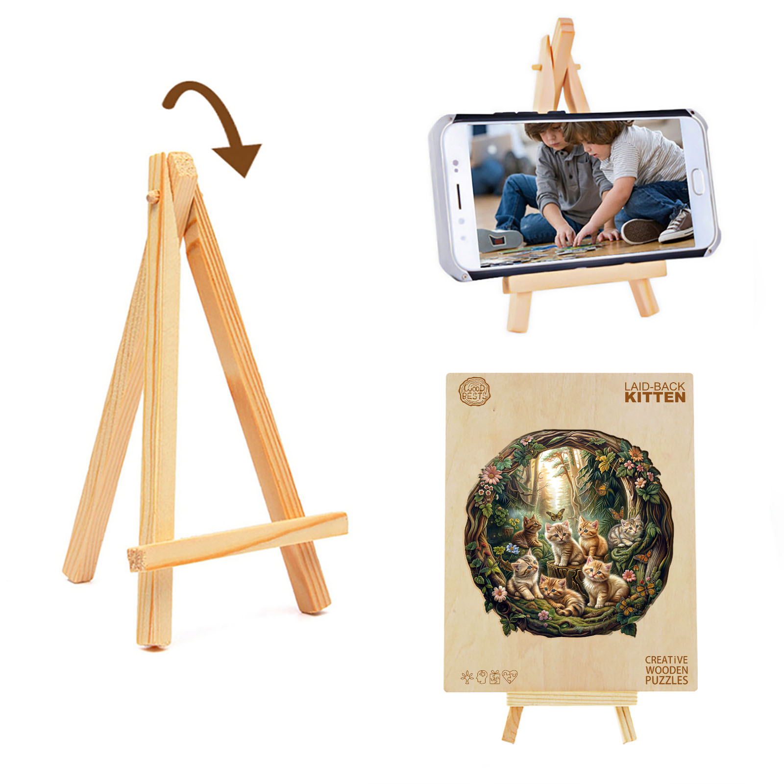 Wooden Jigsaw Puzzle – Laid-back kitten - Image 4