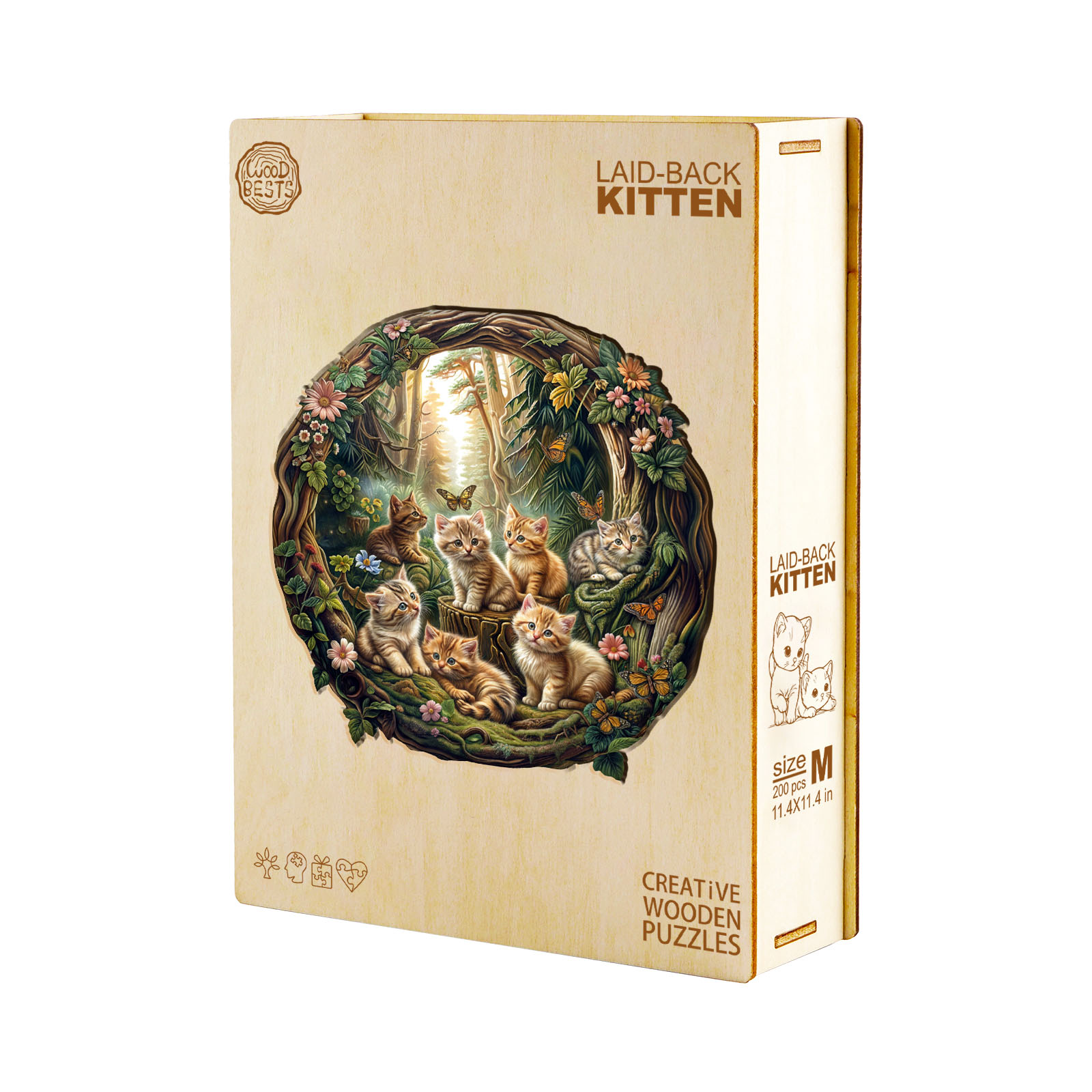 Wooden Jigsaw Puzzle – Laid-back kitten - Image 3