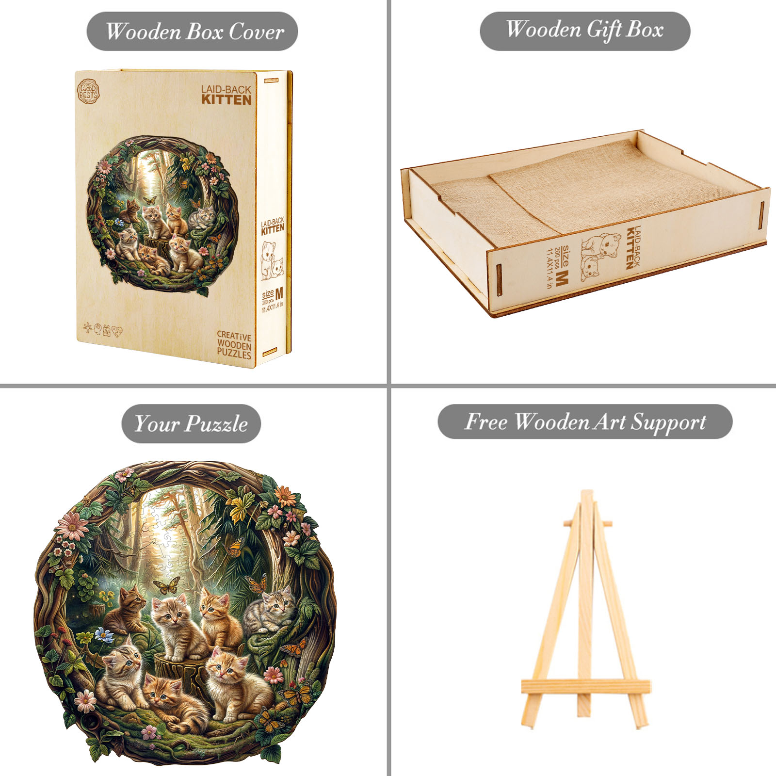 Wooden Jigsaw Puzzle – Laid-back kitten - Image 5