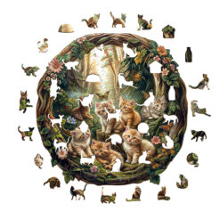 Alternative view of Wooden Jigsaw Puzzle – Laid-back kitten