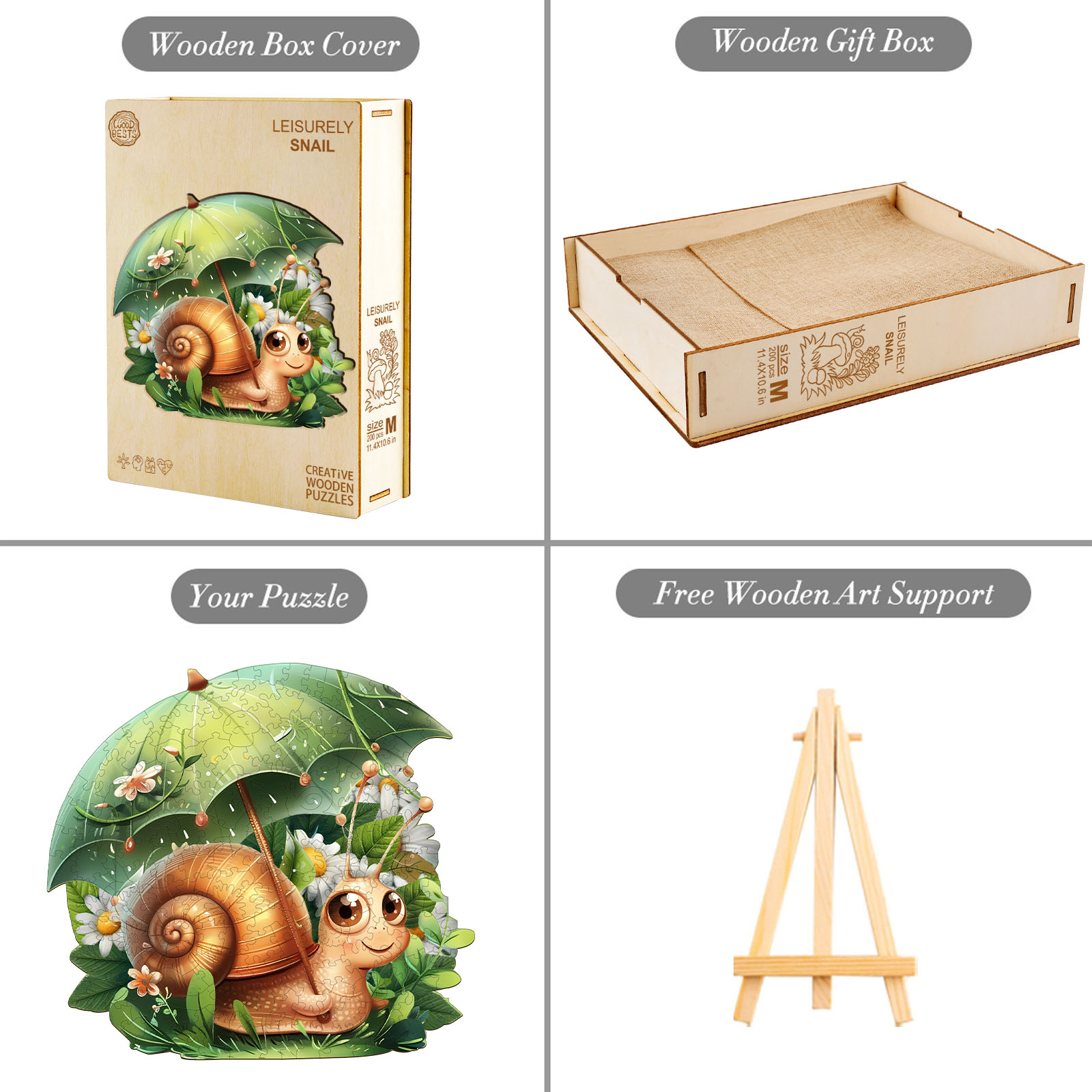 Wooden Jigsaw Puzzle – Leisurely snail - Image 5