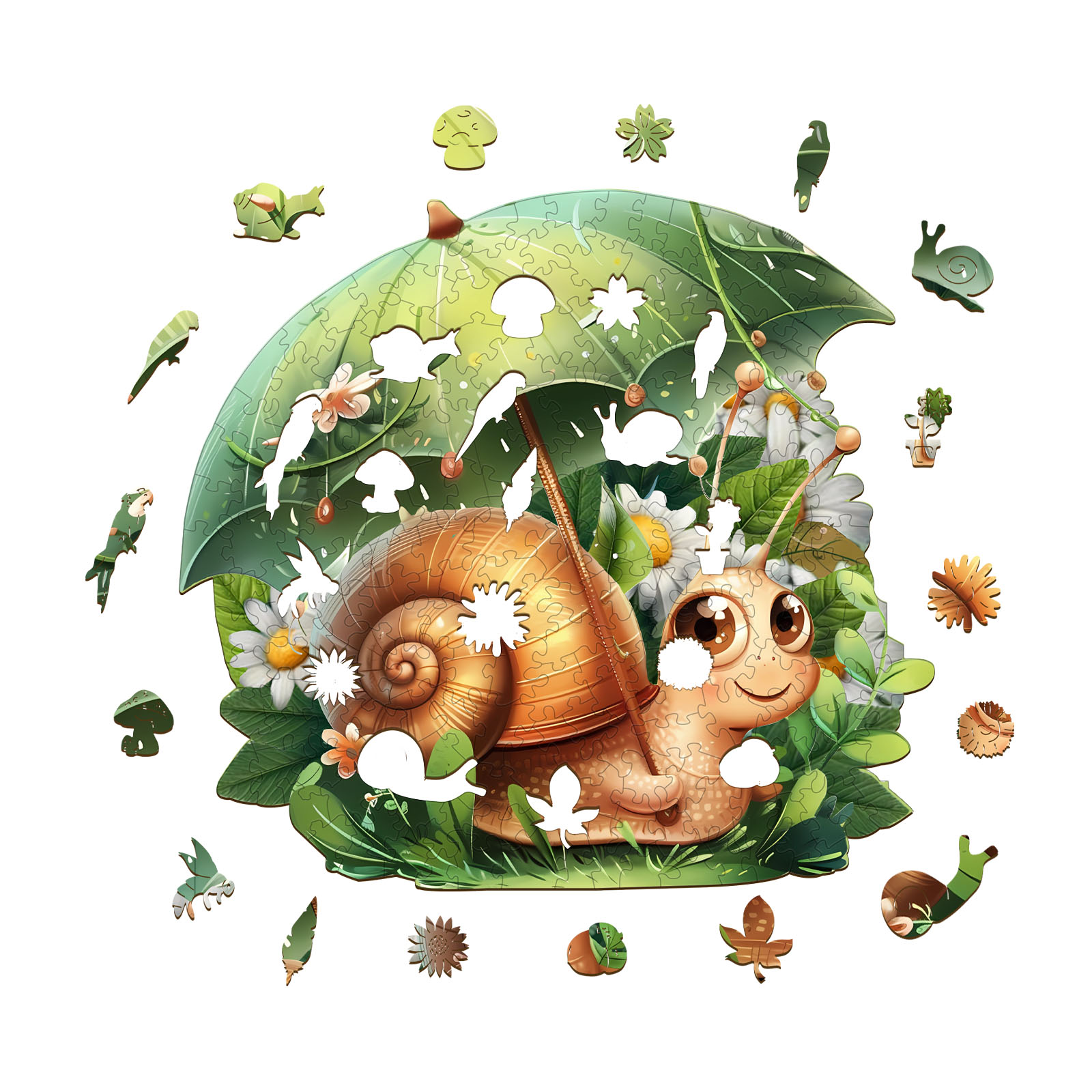 Wooden Jigsaw Puzzle – Leisurely snail - Image 2