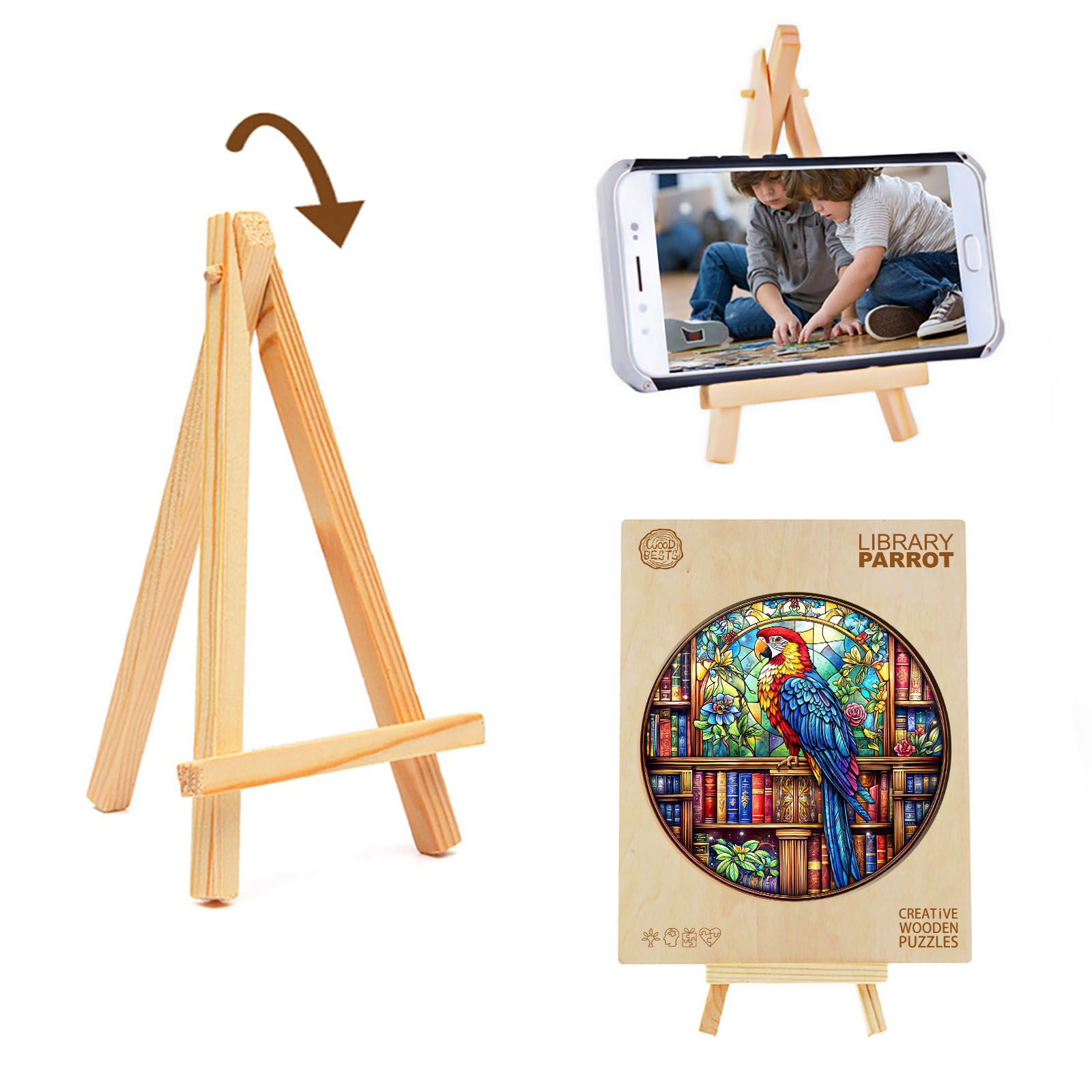 Wooden Jigsaw Puzzle – library parrot - Image 4