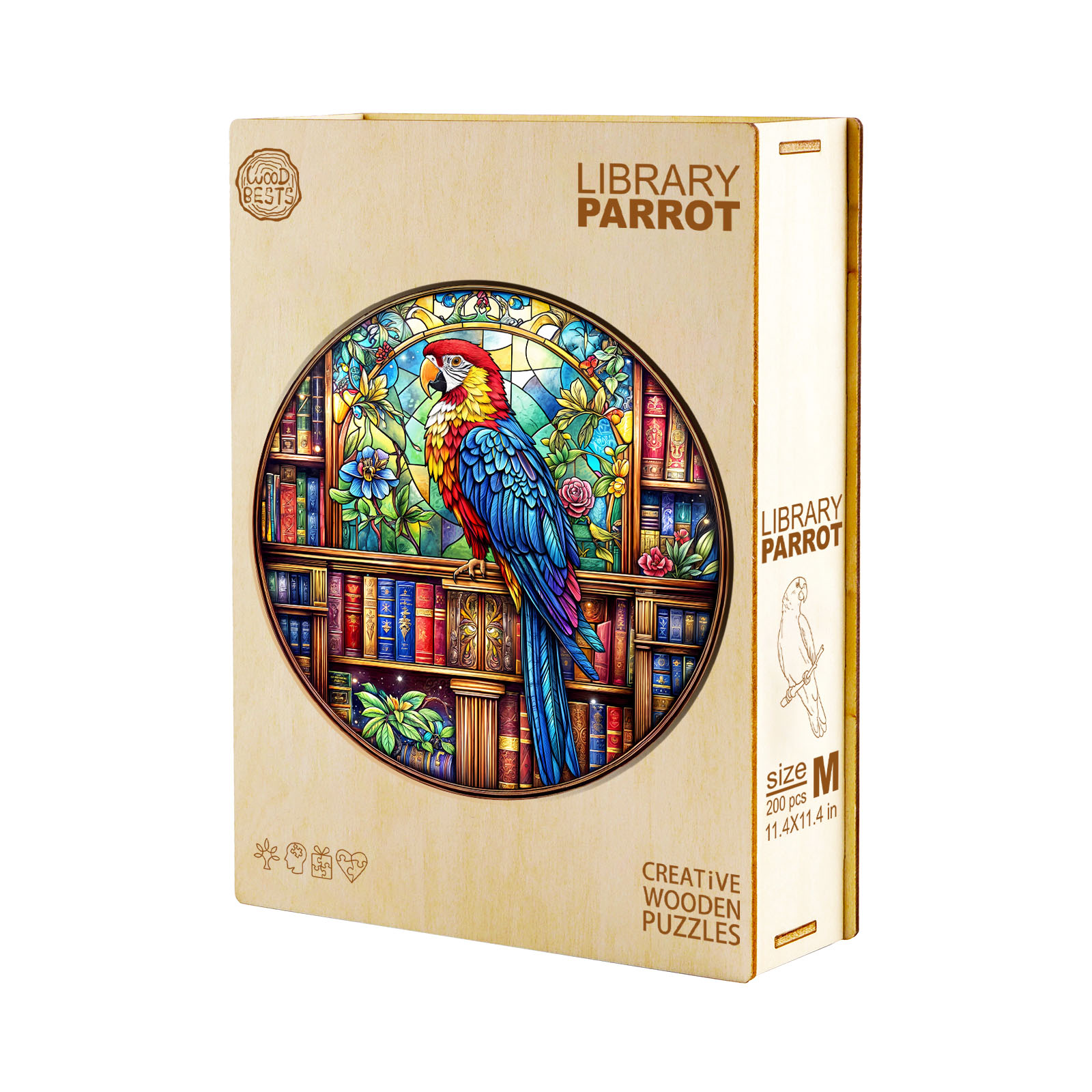 Wooden Jigsaw Puzzle – library parrot - Image 3