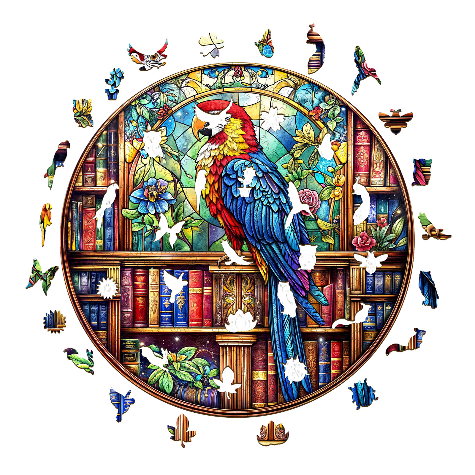 Wooden Jigsaw Puzzle – library parrot - Image 2