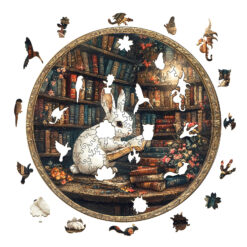 Alternative view of Wooden Jigsaw Puzzle – Magic Library rabbit