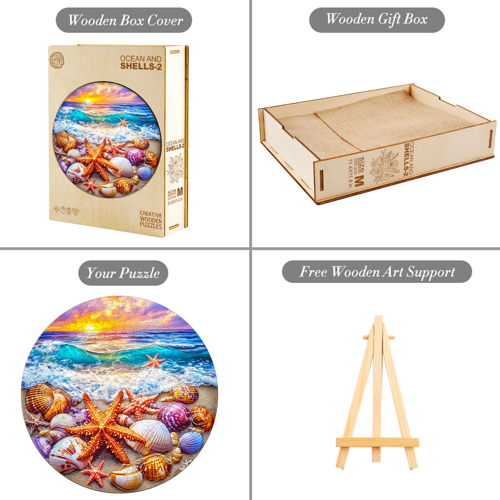 Wooden Jigsaw Puzzle – ocean and shells-2 - Image 5