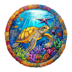 Wooden Jigsaw Puzzle – retro turtle