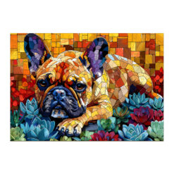 Wooden Jigsaw Puzzle – Stained glass bulldog