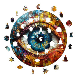 Alternative view of Wooden Jigsaw Puzzle –Stained glass eyes