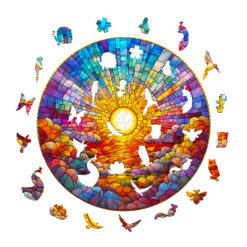 Alternative view of Wooden Jigsaw Puzzle –stained glass rainbow