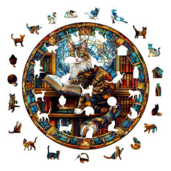 Alternative view of Wooden Jigsaw Puzzle – The Maine Cat Library