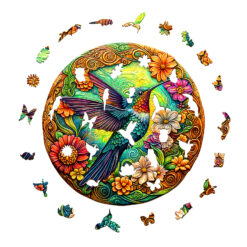 Alternative view of Wooden Jigsaw Puzzle – Vintage Hummingbird