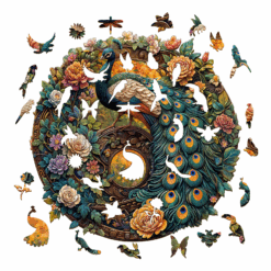 Alternative view of Wooden Jigsaw Puzzle – Yin Yang Peacock