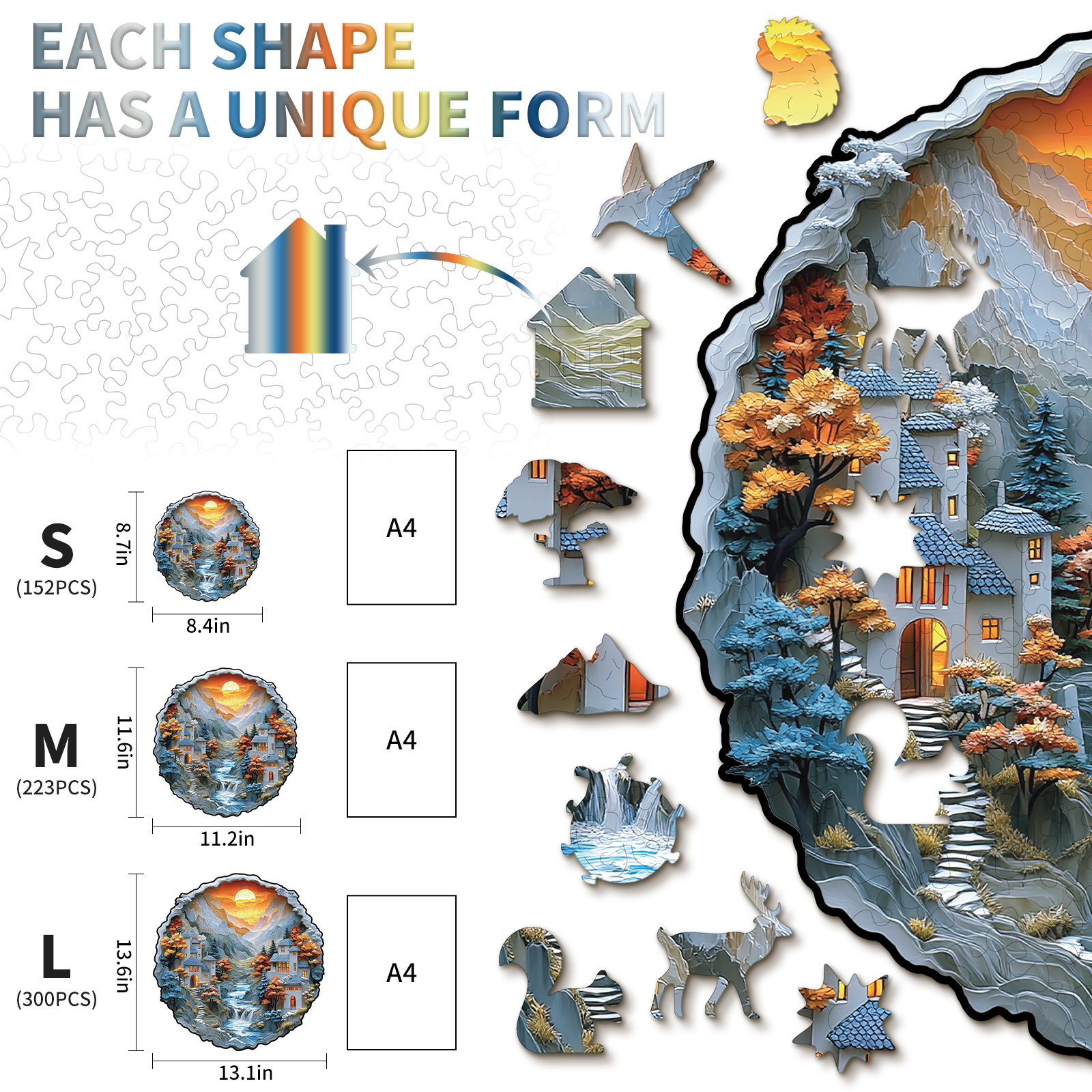 Wooden Jigsaw Puzzle –3D Mountain Stream Cottage - Image 5