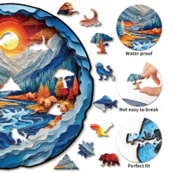 Alternative view of Wooden Jigsaw Puzzle – 3D Mountains and Rivers